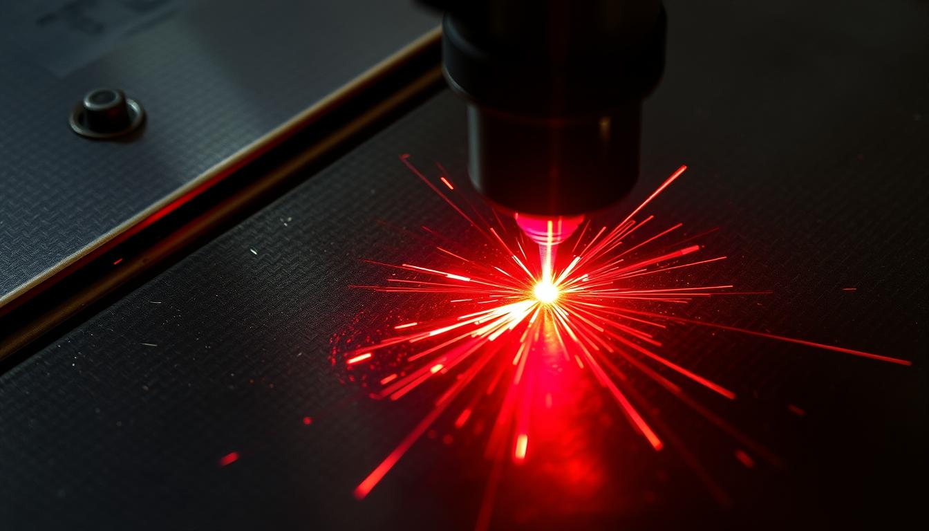 How can engraving depth on iron be controlled using a laser?